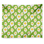 Lime Green Fried Eggs Pattern Print Tapestry