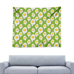 Lime Green Fried Eggs Pattern Print Tapestry
