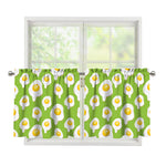 Lime Green Fried Eggs Pattern Print Tier Curtains
