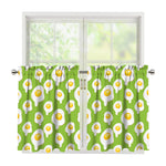 Lime Green Fried Eggs Pattern Print Tier Curtains