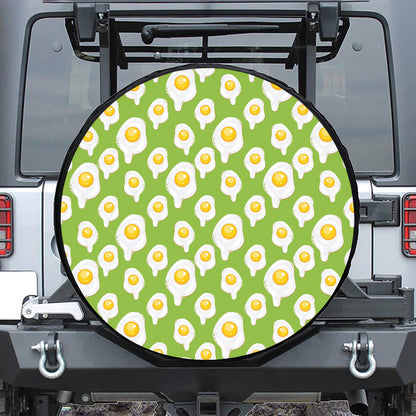 Lime Green Fried Eggs Pattern Print Tire Cover