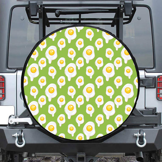 Lime Green Fried Eggs Pattern Print Tire Cover