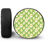 Lime Green Fried Eggs Pattern Print Tire Cover