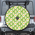Lime Green Fried Eggs Pattern Print Tire Cover With Camera Hole