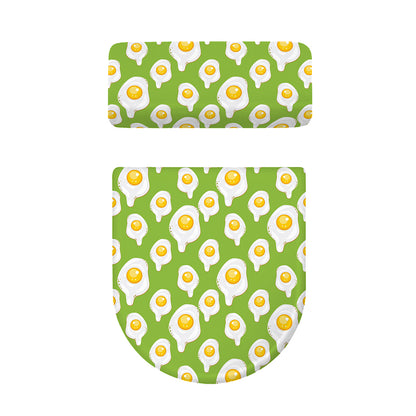 Lime Green Fried Eggs Pattern Print Toilet Lid And Tank Cover Set