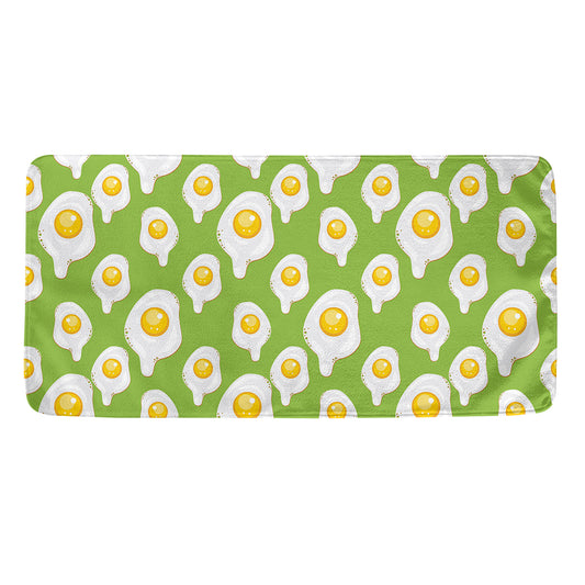 Lime Green Fried Eggs Pattern Print Towel