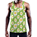 Lime Green Fried Eggs Pattern Print Men's Workout Tank Top