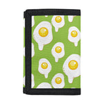 Lime Green Fried Eggs Pattern Print Trifold Wallet