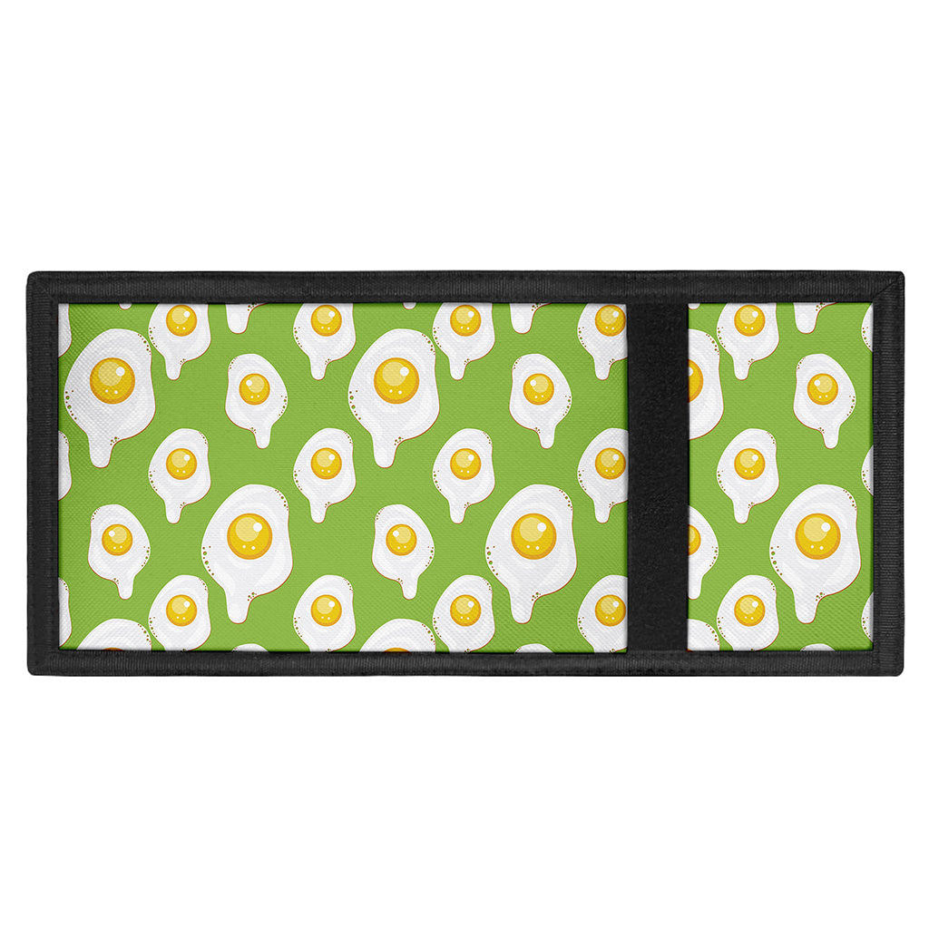 Lime Green Fried Eggs Pattern Print Trifold Wallet
