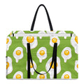 Lime Green Fried Eggs Pattern Print Utility Tote Bag