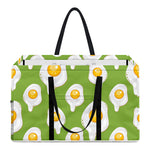 Lime Green Fried Eggs Pattern Print Utility Tote Bag