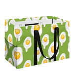 Lime Green Fried Eggs Pattern Print Utility Tote Bag