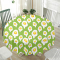 Lime Green Fried Eggs Pattern Print Waterproof Round Tablecloth