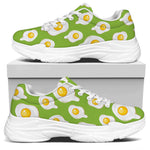 Lime Green Fried Eggs Pattern Print White Chunky Shoes