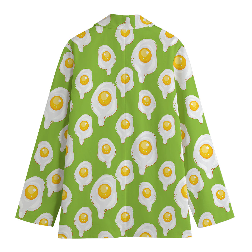 Lime Green Fried Eggs Pattern Print Women's Blazer