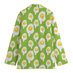 Lime Green Fried Eggs Pattern Print Women's Cotton Blazer