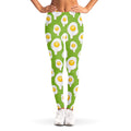 Lime Green Fried Eggs Pattern Print Women's Leggings