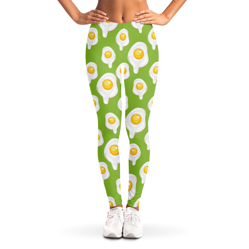 Lime Green Fried Eggs Pattern Print Women's Leggings