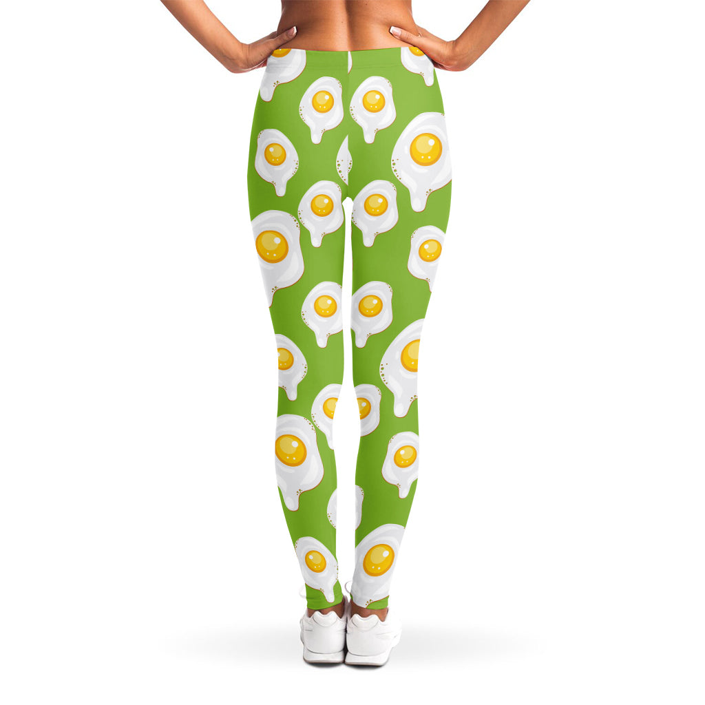Lime Green Fried Eggs Pattern Print Women's Leggings