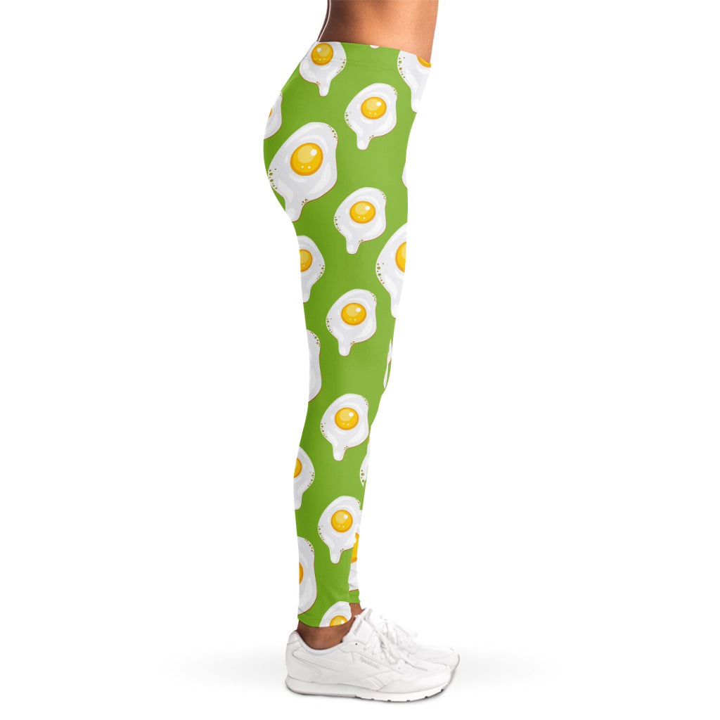 Lime Green Fried Eggs Pattern Print Women's Leggings