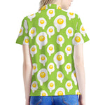 Lime Green Fried Eggs Pattern Print Women's Polo Shirt
