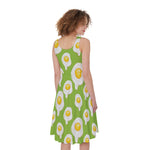 Lime Green Fried Eggs Pattern Print Women's Sleeveless Dress