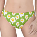 Lime Green Fried Eggs Pattern Print Women's Thong
