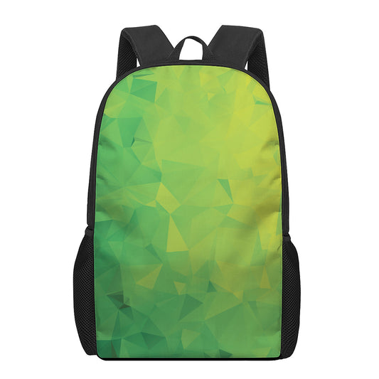 Lime Green Polygonal Geometric Print 17 Inch Backpack