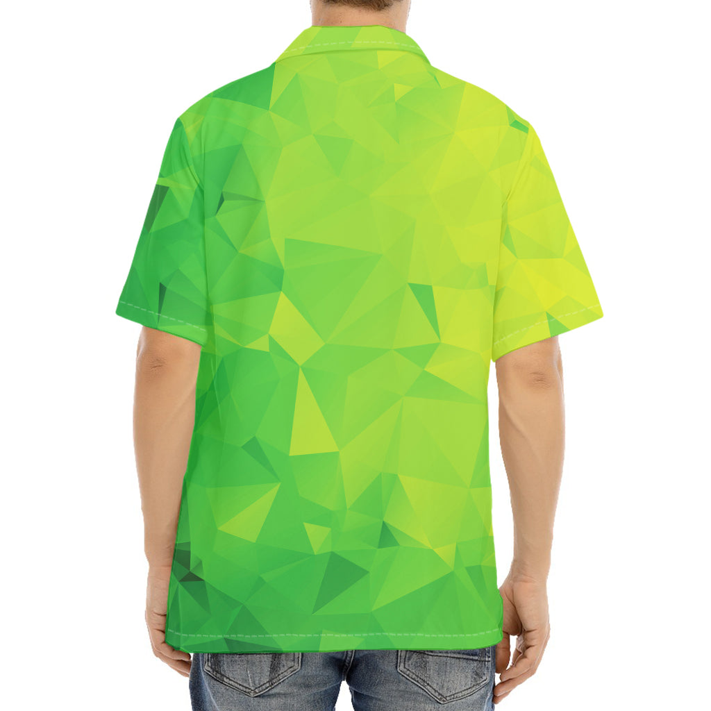 Lime Green Polygonal Geometric Print Aloha Shirt
