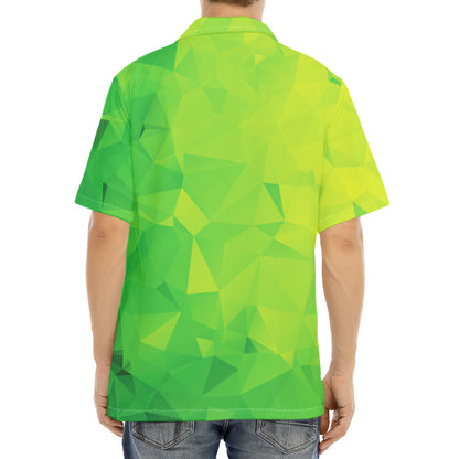 Lime Green Polygonal Geometric Print Aloha Shirt