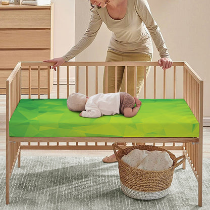 Lime Green Polygonal Geometric Print Baby Crib Sheet