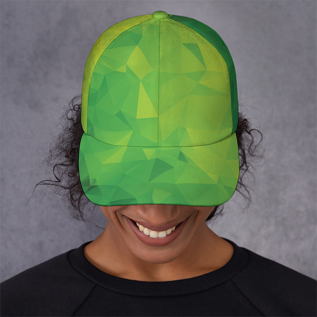 Lime Green Polygonal Geometric Print Baseball Cap