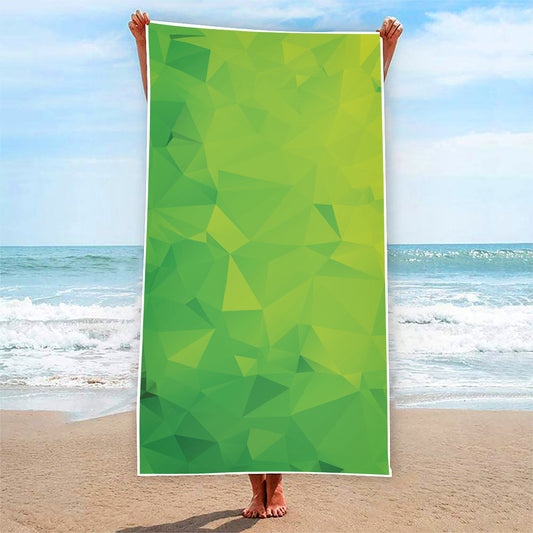 Lime Green Polygonal Geometric Print Beach Towel