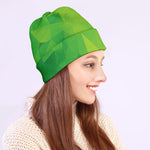 Lime Green Polygonal Geometric Print Beanie