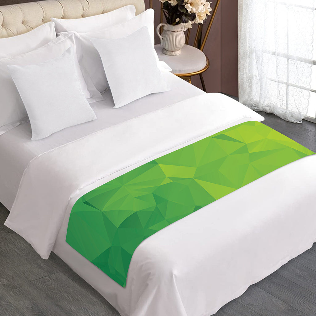 Lime Green Polygonal Geometric Print Bed Runner