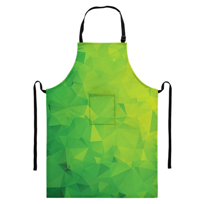 Lime Green Polygonal Geometric Print Bib Apron With Pocket