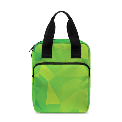 Lime Green Polygonal Geometric Print Bible Tote Bag