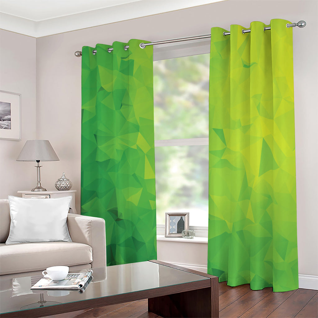 Lime Green Polygonal Geometric Print Blackout Grommet Curtains