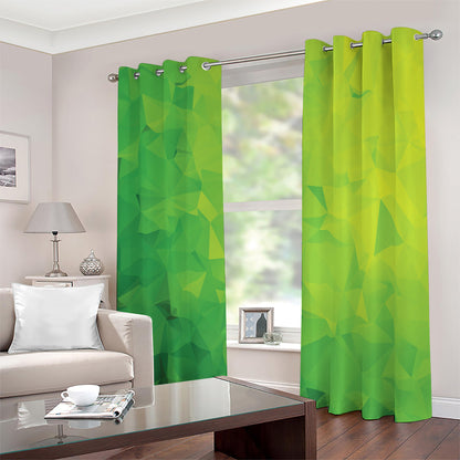 Lime Green Polygonal Geometric Print Blackout Grommet Curtains