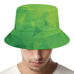 Lime Green Polygonal Geometric Print Bucket Hat