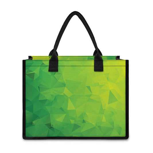 Lime Green Polygonal Geometric Print Canvas Tote Bag