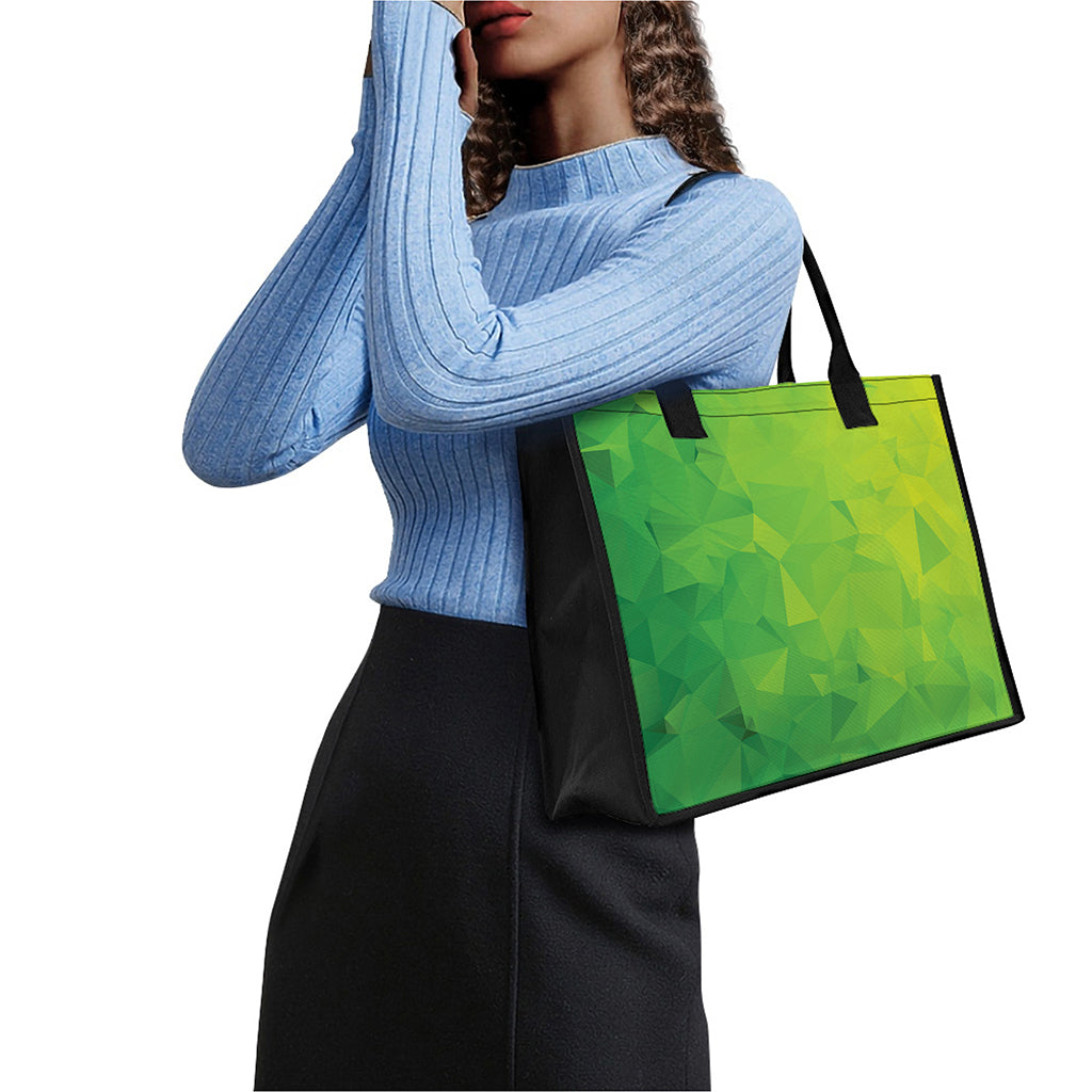 Lime Green Polygonal Geometric Print Canvas Tote Bag