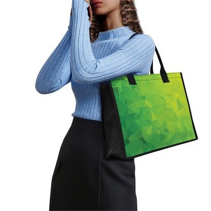 Lime Green Polygonal Geometric Print Canvas Tote Bag