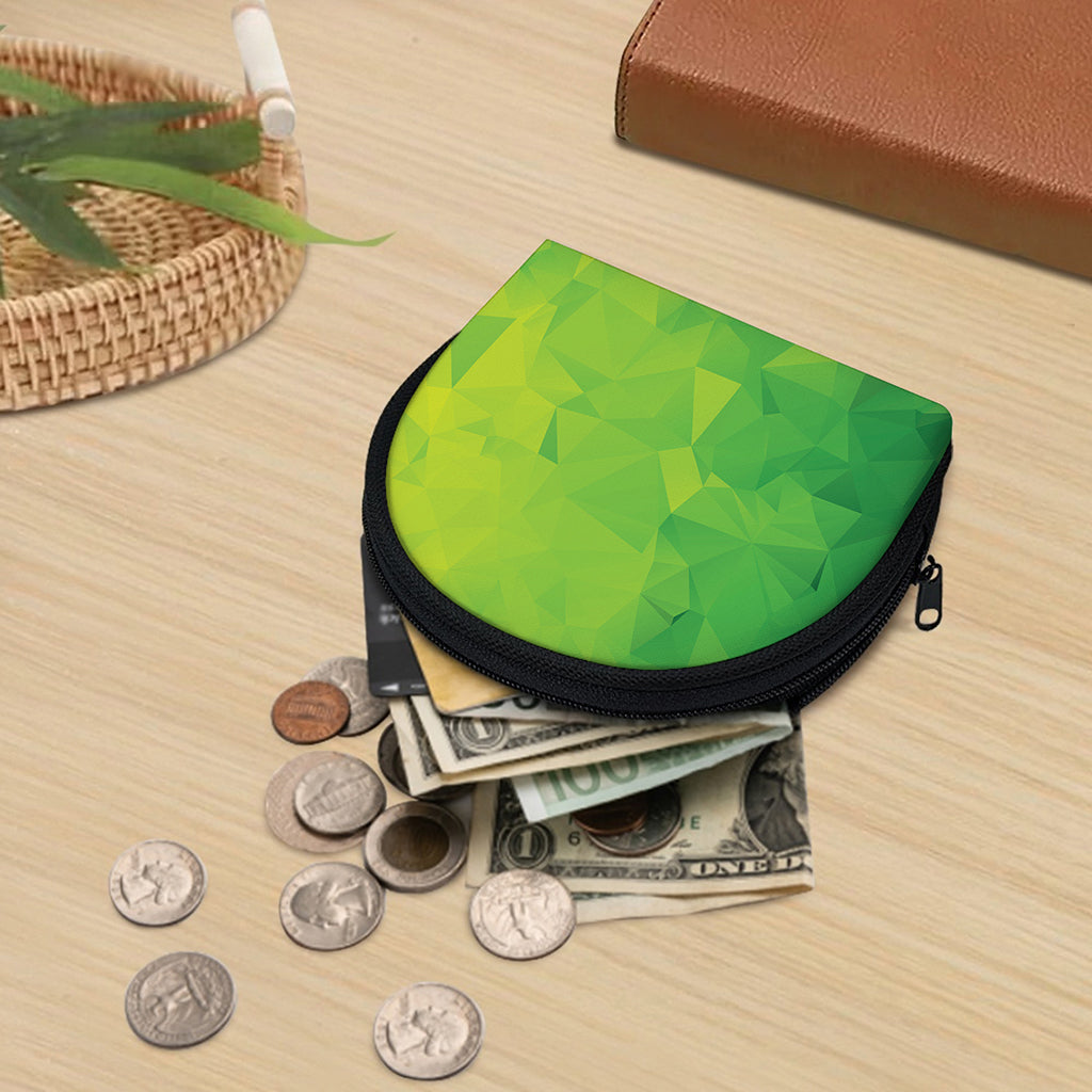 Lime Green Polygonal Geometric Print Coin Purse
