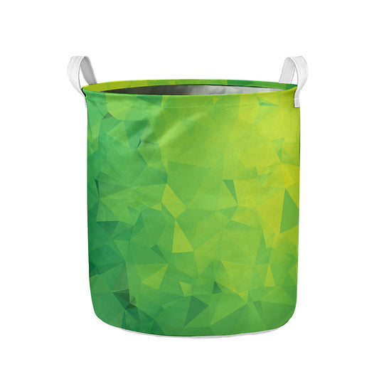 Lime Green Polygonal Geometric Print Collapsible Laundry Basket