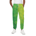 Lime Green Polygonal Geometric Print Cotton Sweatpants