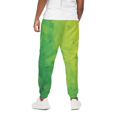 Lime Green Polygonal Geometric Print Cotton Pants