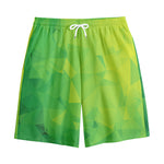 Lime Green Polygonal Geometric Print Cotton Shorts