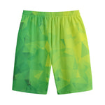 Lime Green Polygonal Geometric Print Cotton Shorts