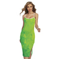 Lime Green Polygonal Geometric Print Cross Back Cami Dress
